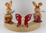 Wooden Easter bunny girl with eggs, brown, h 10 cm, hand-painted