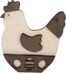 Wooden hen with laser-cut decorations, natural/mahogany, H 10 cm