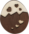 Large wooden egg with laser-cut decorations hearts, natural/mahogany, h 9.5 cm