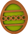 Wooden egg with laser-cut decorations rooster, light green/l.brown, h 8cm