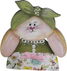 Wooden Easter bunny girl with bandana green, h 10 cm, hand painted, for wooden wreaths