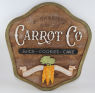 Holz Karottenschild Carrot Co, 26 x 24,5 cm, handbemalt, im amerikanischen Stil
