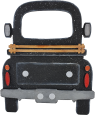 Large wooden farmhouse truck/pickup rear black with holder for interchangeable addons, h 30 cm, hand-painted
