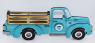 Großer Holz Bauernhaus LKW/Pickup seitlich hellblau, beidseitig verwendbar, für austauschbare Addons, h 25 cm, handbemalt