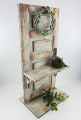 Old wooden door with shelf for decorative items, white, brown, h 30 cm, hand-painted