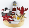 Wooden steamboat/boat grey/white, h 8 cm, for wooden wreaths