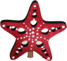 Wooden starfish dark red with white dots, h 7 cm, for wooden wreaths