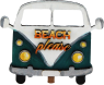 Alter VW-Bus Front mit Schriftzug Beach please, weiß/türkis, h 8 cm, handbemalt, Kranzfigur