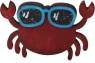 Small wooden crab with sunglasses, dark red, h 3.5 cm, for wooden wreaths