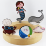 Kleine Holz Krabbe mit Sonnenbrille, dunkelrot, h 3,5 cm, für Holzkränze