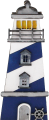 Holz-Leuchtturm mit Anker, dunkelblau, weiß, grau, 14,5 cm, für Holzkränze
