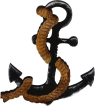 Wooden anchor with rope, black, brown, hand-painted, h 8 cm, for wooden wreaths