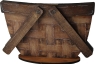 Holzdisplay Holzkorb für austauschbare Steckmotive, 2 Seiten braun/weiß, 20x1,5x12 cm