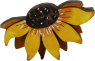 Kleine Holzsonnenblume, Blätter nach unten, 4-schichtig, gelasert orange/gelb/braun, H 3 cm, handbemalt