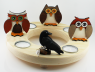 Wooden owl red-brown/white, H 6.5 cm, for wooden wreaths, hand-painted