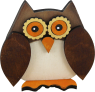 Wooden owl dark brown/white, H 6.5 cm, for wooden wreaths, hand-painted (copy)