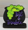 Halloween Hexenkessel / Giftkessel schwarz, grün, lila, handbemalt, h 5,5 cm
