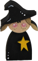 Halloween wood witch lasered, 4 layers, black, H 8 cm, for wooden wreaths, hand-painted