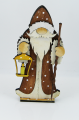 Holz Weihnachtsmann mit Laterne und Stock, braun, weiß, handbemalt, h 11,5 cm