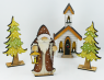 Holz Weihnachtsmann mit Laterne und Stock, braun, weiß, handbemalt, h 11,5 cm