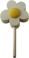Wooden plug flower white/yellow with bottle opener, for paper roll holder, h 8 cm