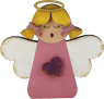 Holz Engel mit Heiligenschein und Herz, weiß/rosa, h 8 cm