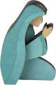 Wooden figure of Mary, kneeling, light blue, H 8 cm, hand-painted
