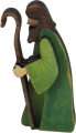 Wooden figure Joseph with staff green, brown, H 10 cm, hand-painted