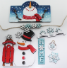 snowman motif set, 7 pieces, for the display wooden house