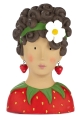 Baden Ladykopf Cloé mit Erdbeerkleid, Erdbeer-Ohrringen, rot, H 32 cm, Gipsbüste, Dekoaufsteller