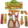 Großes Motiv-Set Ostern mit 2 Osterhasen, Karotten, Ostereiern, 10-teilig, für Display Haus