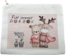 Large cosmetic bag / pen bag Best Friends Bear and Moose, 24 x19 cm, white, pink, brown