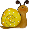 Wooden snail yellow with white dots, H 6 cm, for wooden wreaths, hand-painted
