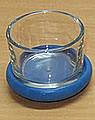 Teelichthalter blau mit Glaseinsatz f. Kränze