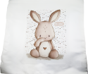 Kissenhülle Knuffelhase, 40x40 cm, weiß, braun, Seidenglanz