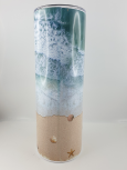 Tumbler Sandstrand und Meer, h 20 cm x d 8,5 cm, blau, türkis, beige