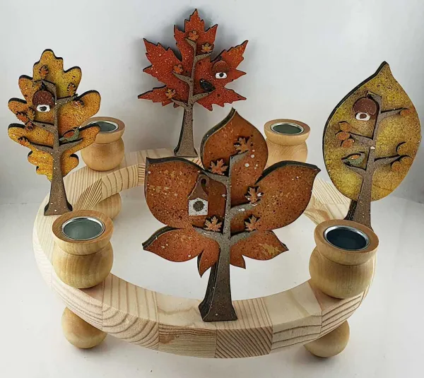 Sebastian Kerzenkranz natur mit Herbstbäumen, 23 cm