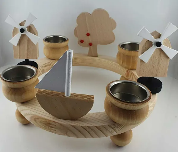 Sebastian Steckfigur Segelboot natur, Sebastian design Teelichterkranz natur