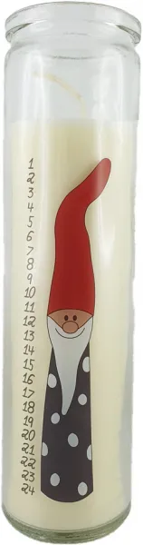 Det Gamle Apotek 1 dänische Kalenderkerze 1-24 im Silly Santa, H 21 cm, weiß