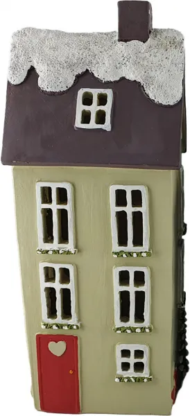 Det Gamle Apotek Lichthaus mit LED, grau beige, H 24cm, B 10cm, T 8cm