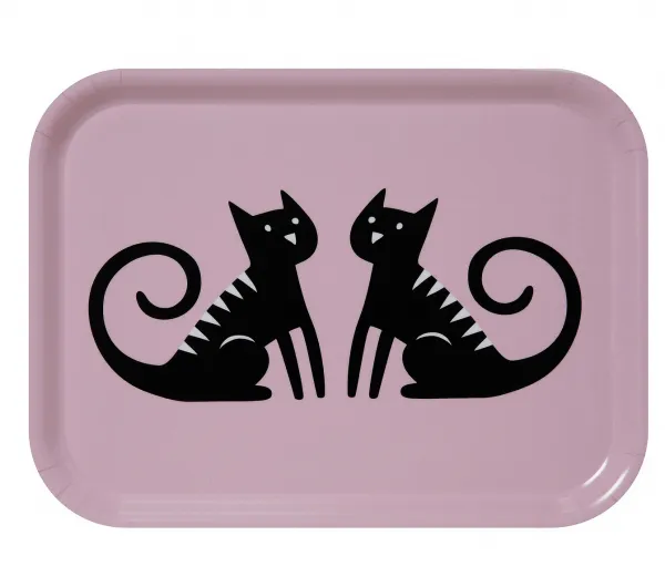 Bengt & Lotta kleines, schwedisches Tablett sitting cat, sitzende Katze 27x20 cm, rosa