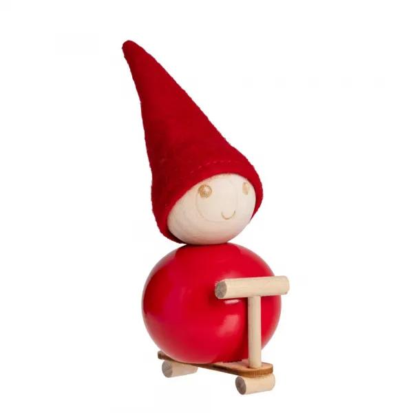 Aarikka Elf auf scooter, Höhe 11 cm, rot
