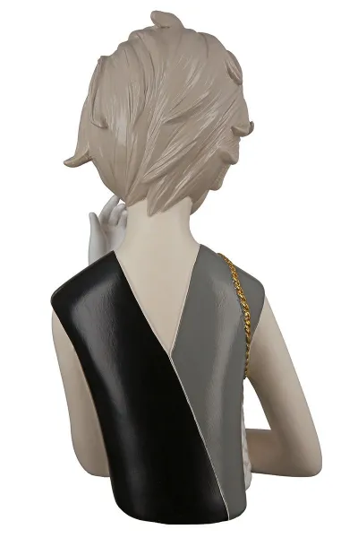 Gilde Figur, Frau, Lady mit Handtasche, h 29 cm, grau, Ladykopf, Büste