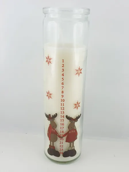 Det Gamle Apotek 1 dänische Kalenderkerze 1-24 Elche mit Strickkleidung, H 21 cm
