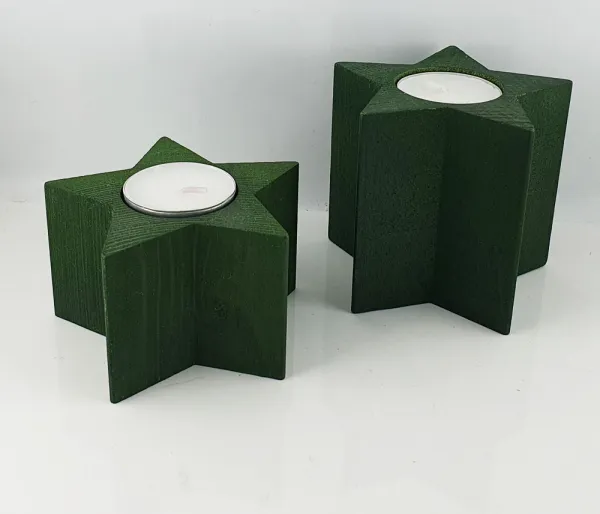 Sebastian design Teelichhalter Set Stern dunkelgrün, 2-teilig