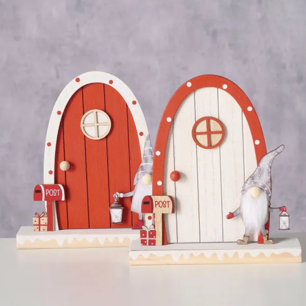 Dekoaufsteller Snorre, große Wichteltür mit Weihnachtswichtel, H 20 cm