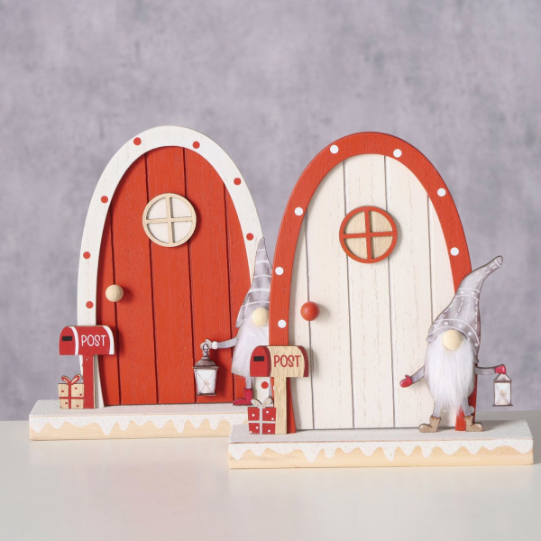 Dekoaufsteller Snorre, große Wichteltür mit Weihnachtswichtel, H 20 cm