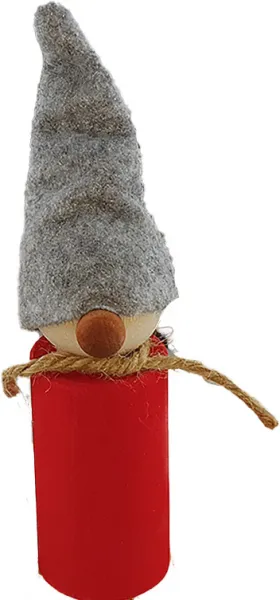 Sebastian großer Tomte rot mit Zipfelmütze hellgraü, h 14 cm, Steckfigur Sebastian Holzkränze