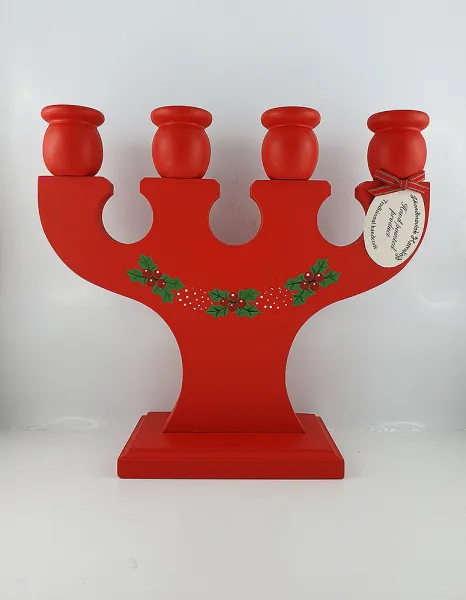 Schwedischer 4-armiger Leuchter Preiselbeeren, rot, 23 x 24,5 cm
