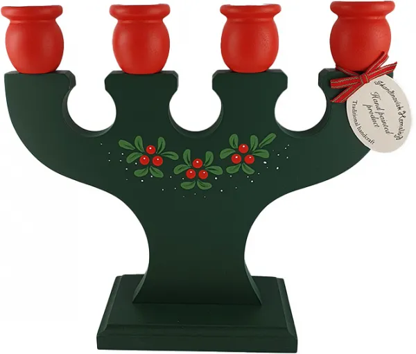 Schwedischer 4-armiger Leuchter Preiselbeeren, dunkelgrün, 23 x 24,5 cm Schwedischer 4-armiger Leuchter Preiselbeeren, dunkelgrün, 23 x 24,5 cm